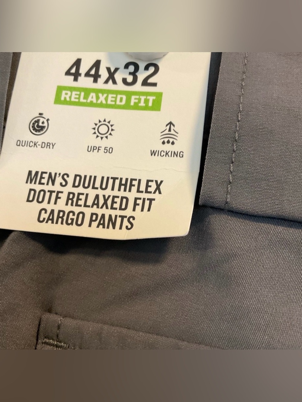 Duluth Trading Men's Sz 44x32 DuluthFlex DOTF Relaxed Fit Cargo Gray Pants NWT - Picture 6 of 9